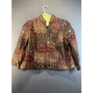 Molly & Maxx  Full Zip Blazer Women's Size 3X Red Abstract Business Casual